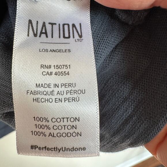 Nation LTD Janae Slim Crew Tee Long Sleeve Button Cuff T-Shirt Blue Womens M - Picture 9 of 12